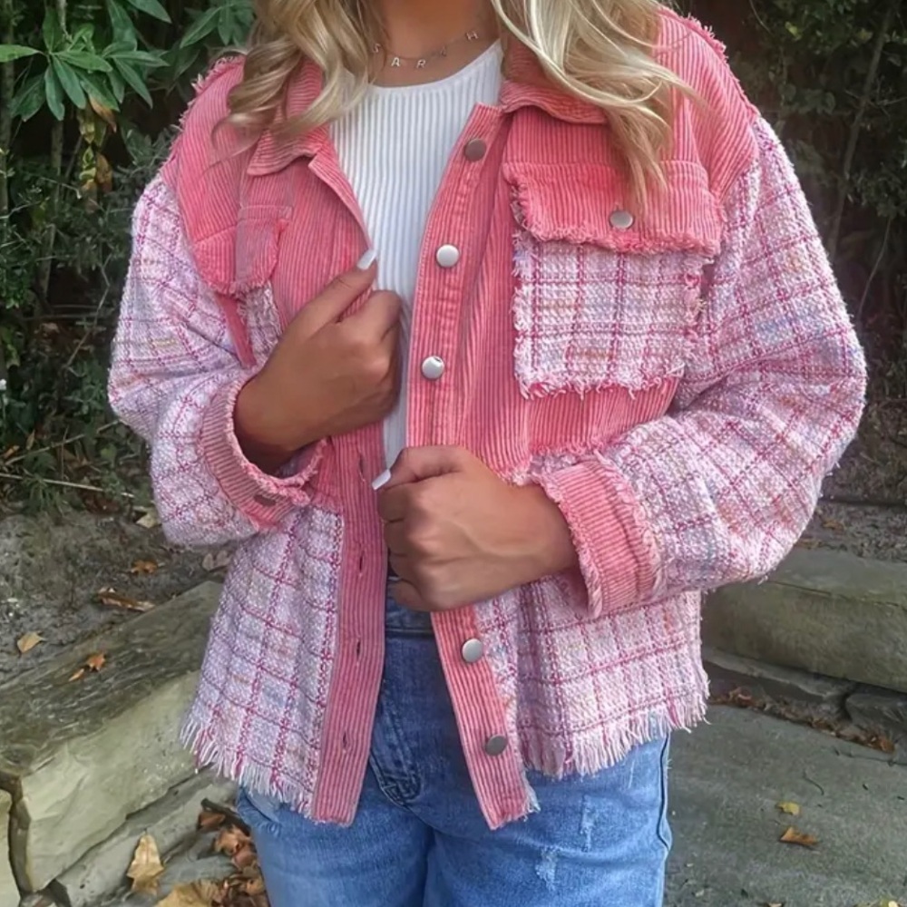 NWOT Pink Plaid Women's Jacket